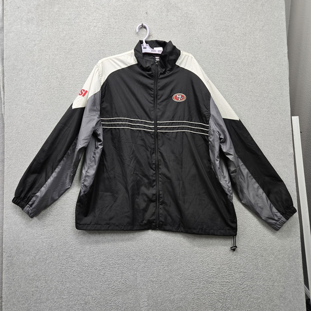 San Francisco 49ers Men Jacket XL Black Embroidered Reebok Colorblock Team Logo